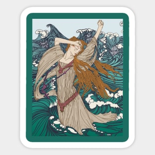 Pre-Raphaelite girl 3 (Green) Sticker